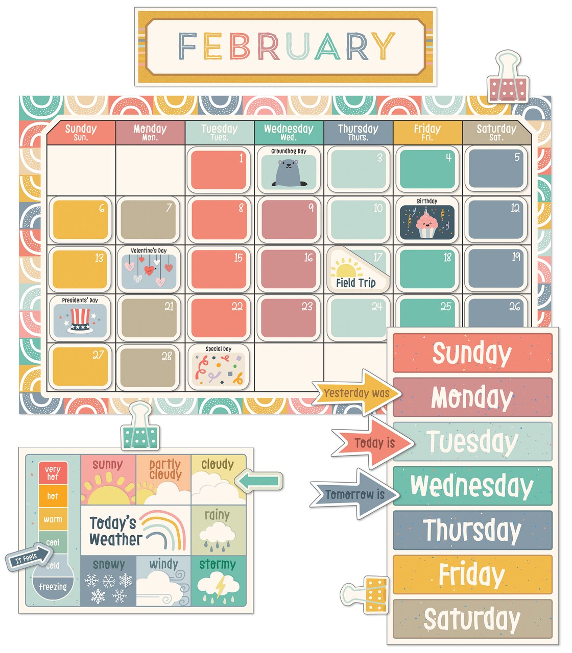 Carson Dellosa We Belong 137 pc Set Wall Calendar, Monthly Headers, Holidays, Birthdays, Number Cover Ups, Seasons, Days of the Week Chart, Boho Decor for Bulletin Board and Classroom Decorations